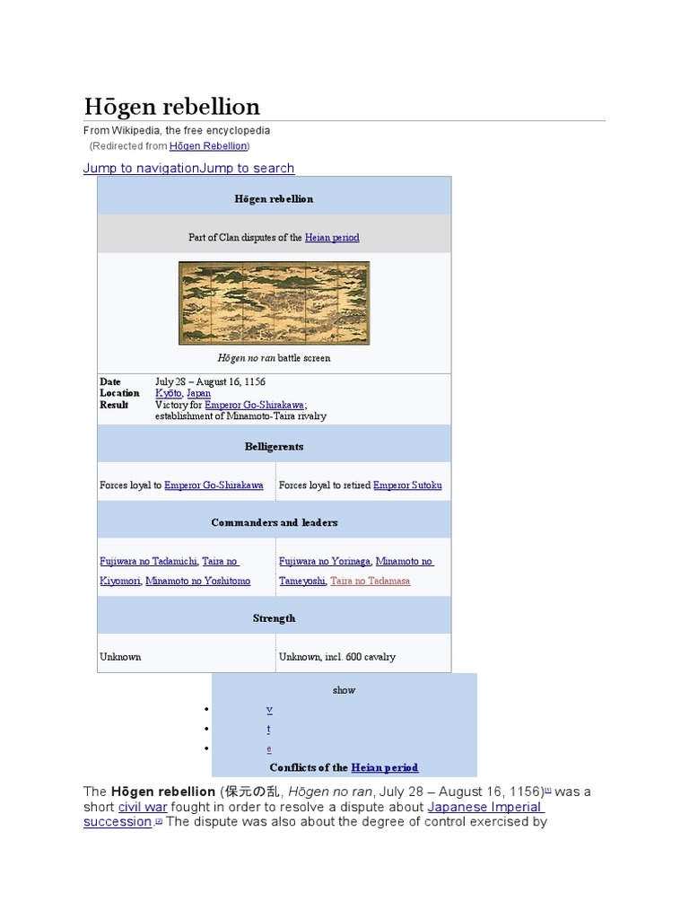 Hōgen Rebellion: Jump To Navigation Jump To Search | PDF | Japanese ...