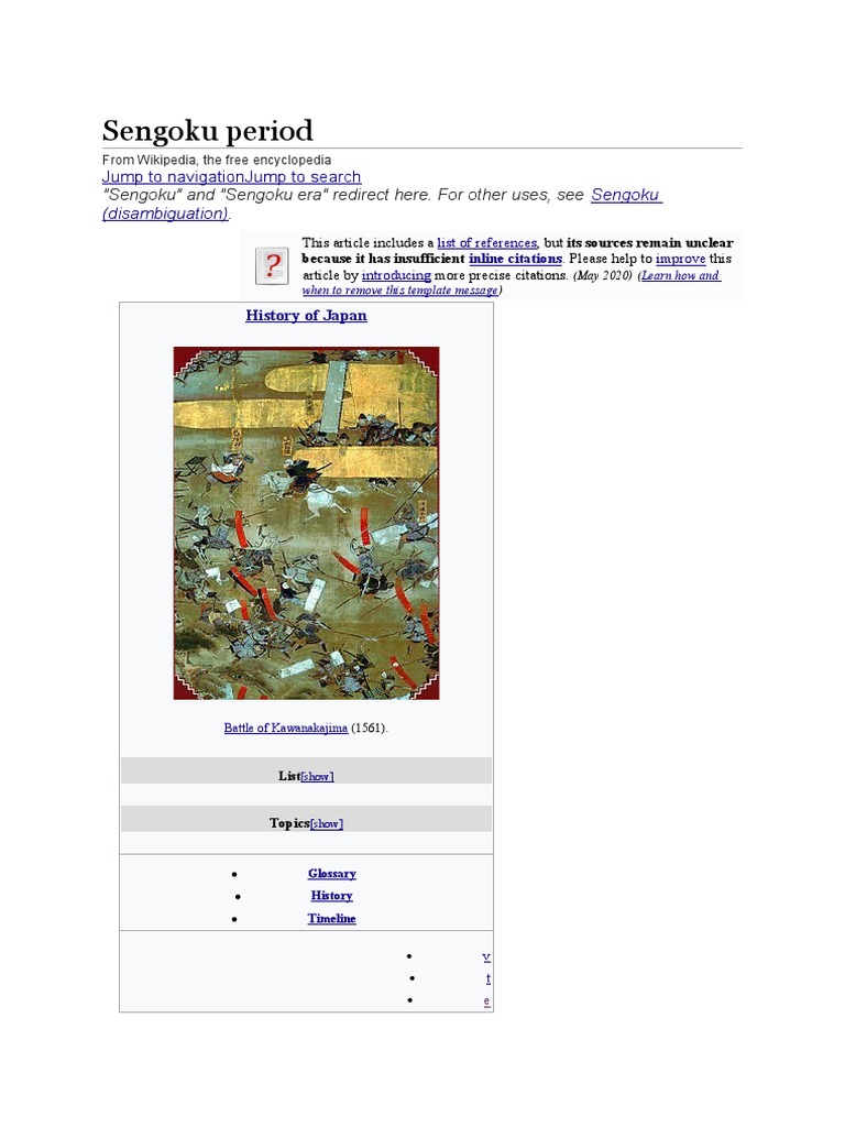 Sengoku Period: Jump To Navigation Jump To Search | PDF | Feudal Japan |  Japanese Nobility, image size:768x1024