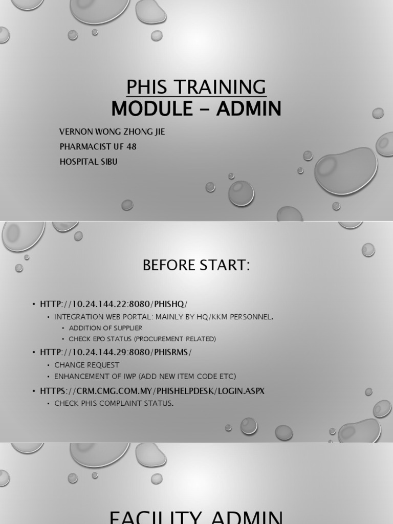 PHIS Admin Training Guide | PDF | Software | Computing
