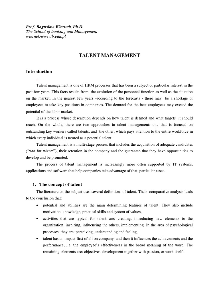 Talent Management in Modern Companies | PDF | Competence (Human ...