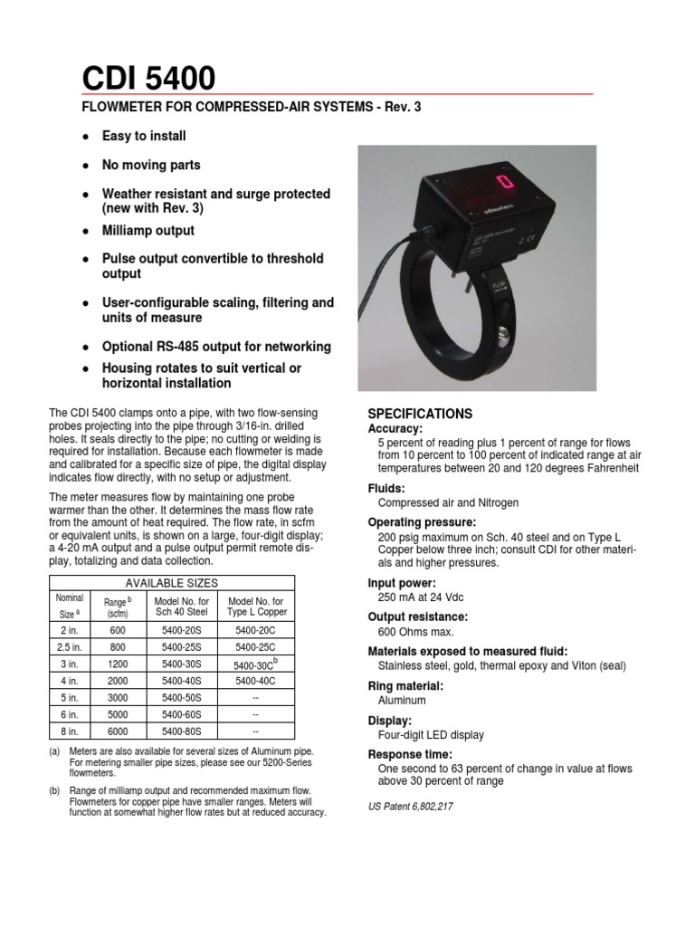 Cdi 5400 Datasheet | PDF | Flow Measurement | Pipe (Fluid Conveyance)
