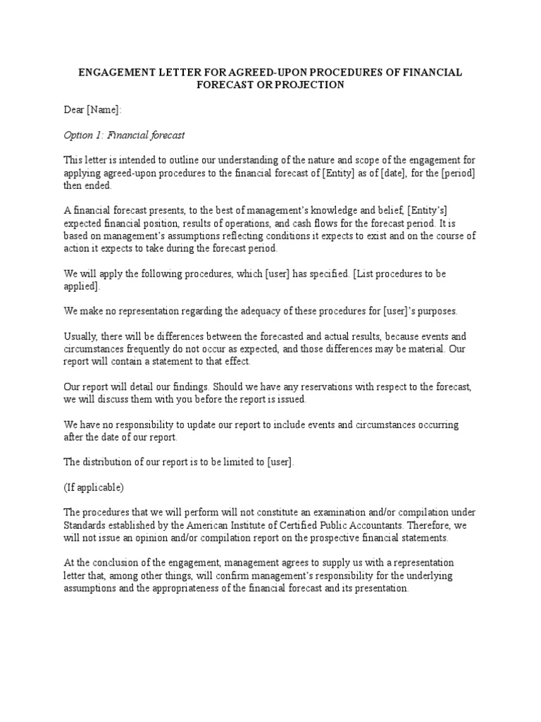 D 046 Engagement Letter For Agreed Upon Procedures of Financial