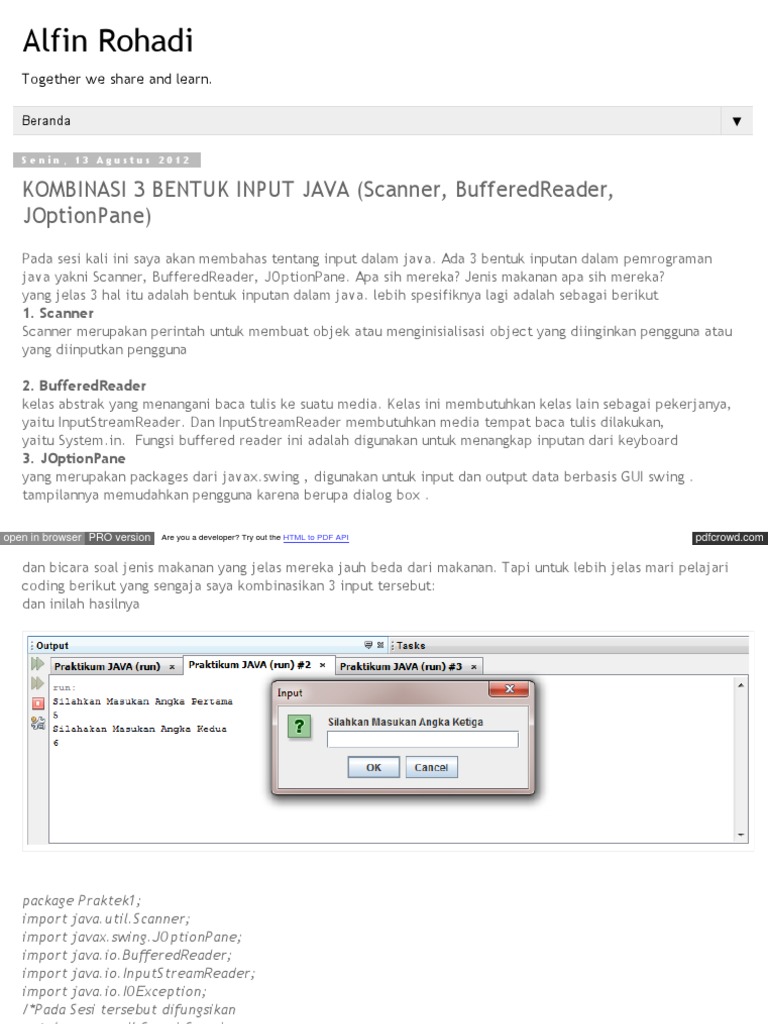 3 Jenis Inputan Java | PDF