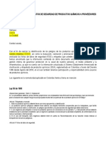 Formato Carta Solicitud FDS A Proveedores de Productos Químicos.