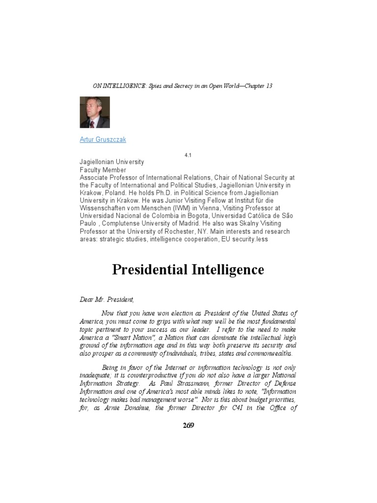 Intelligence Reform for Presidential Leadership | PDF | United States ...