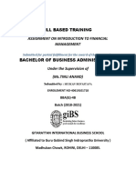 Skill Based Training: Assignment On Introduction To Financial Management