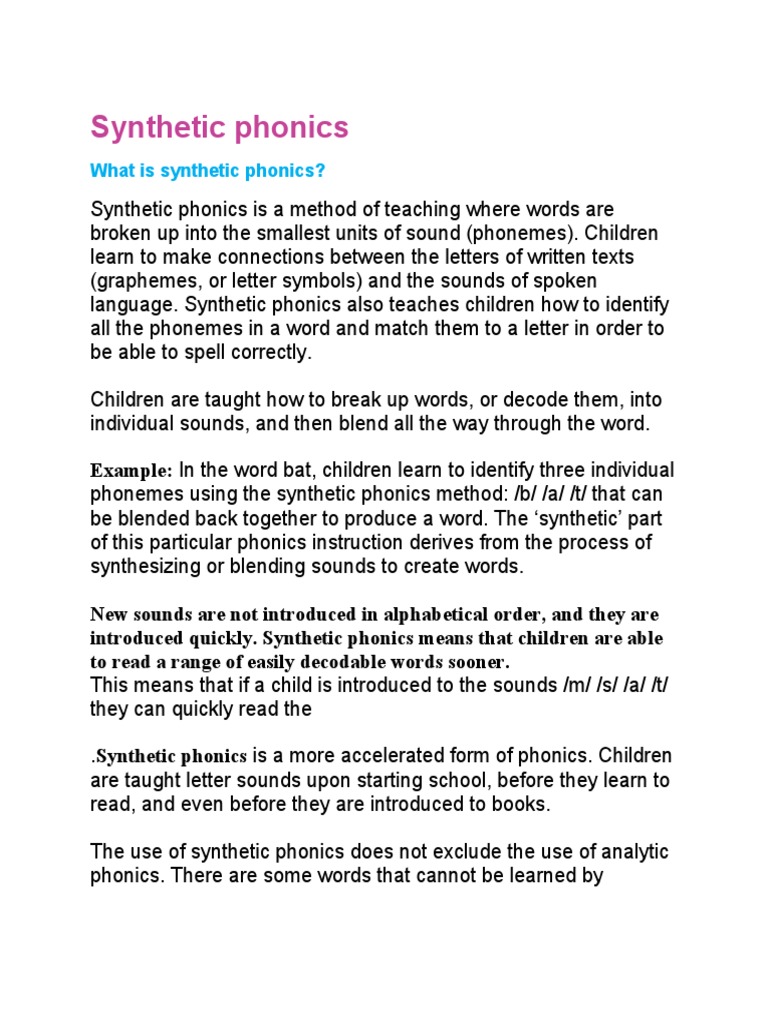 What Is Synthetic Phonics? | PDF | Wellness