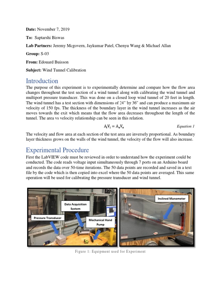 Wind Tunnel Calibration Memo | PDF | Wind Tunnel | Pressure