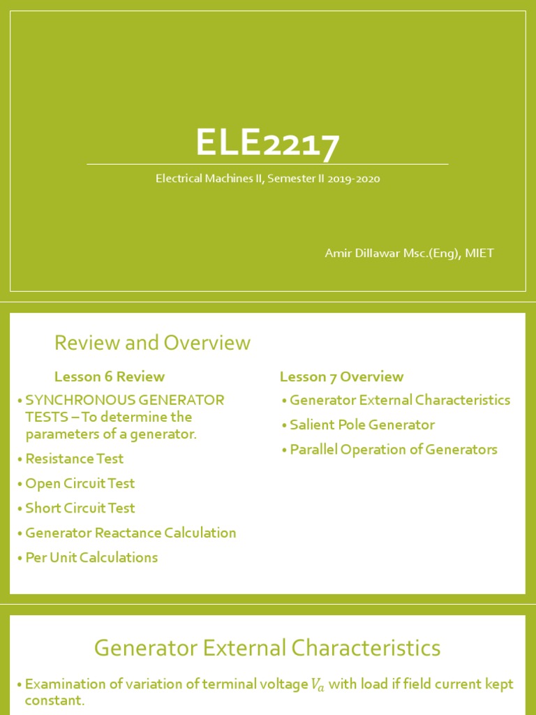 Lecture 7 Synchronous Generators 7 Pdf Pdf Inductor Electric