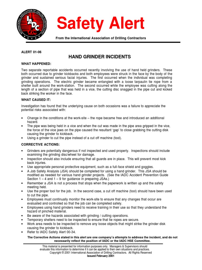 Hand Grinder Incident | Download Free PDF | Grinding (Abrasive Cutting ...