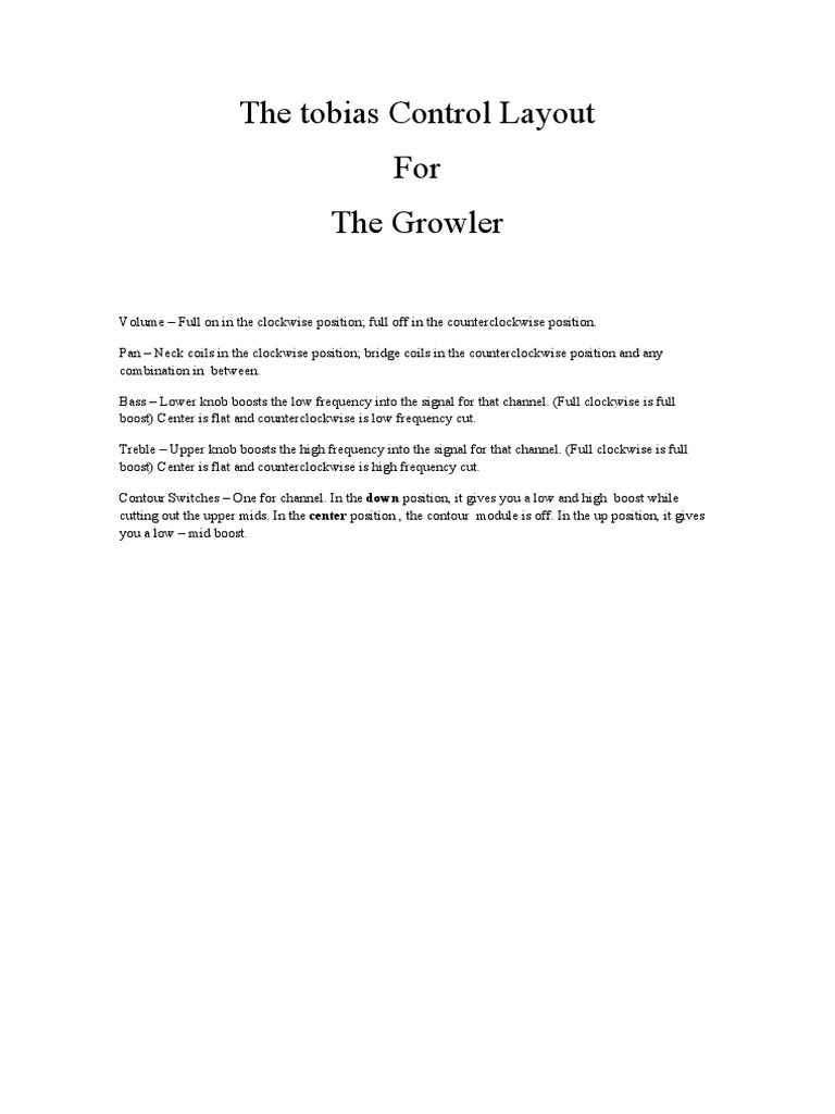 Growler Amp Control Layout Guide | PDF