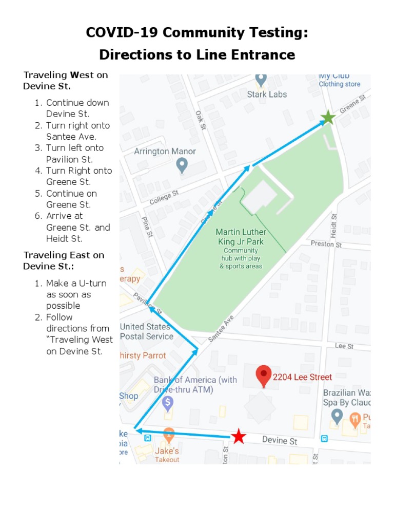 Map Directions To Lee Street Testing Site | PDF