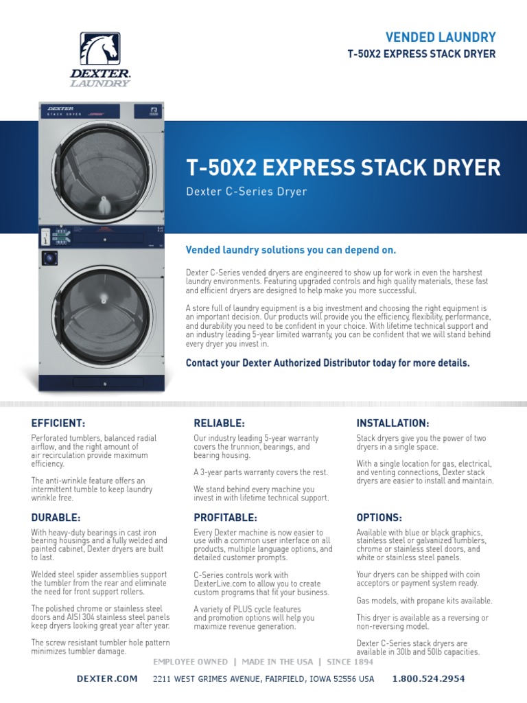 T-50X2 Express Stack Dryer: Dexter C-Series Dryer | PDF | Clothes Dryer ...