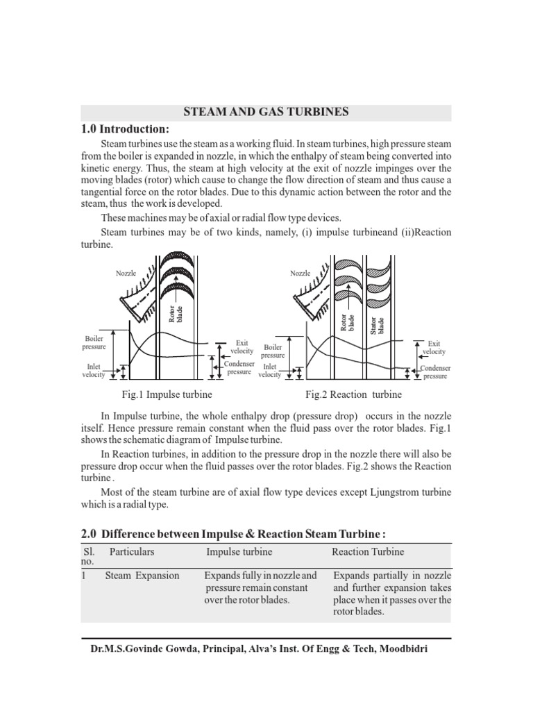 Impulse and Reaction Steam Turbines Explained | PDF | Turbine | Machines