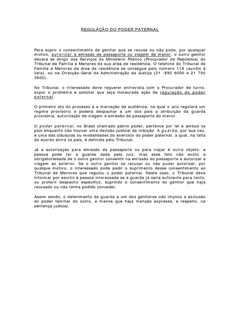 Regulação do Poder Paternal em Portugal | PDF