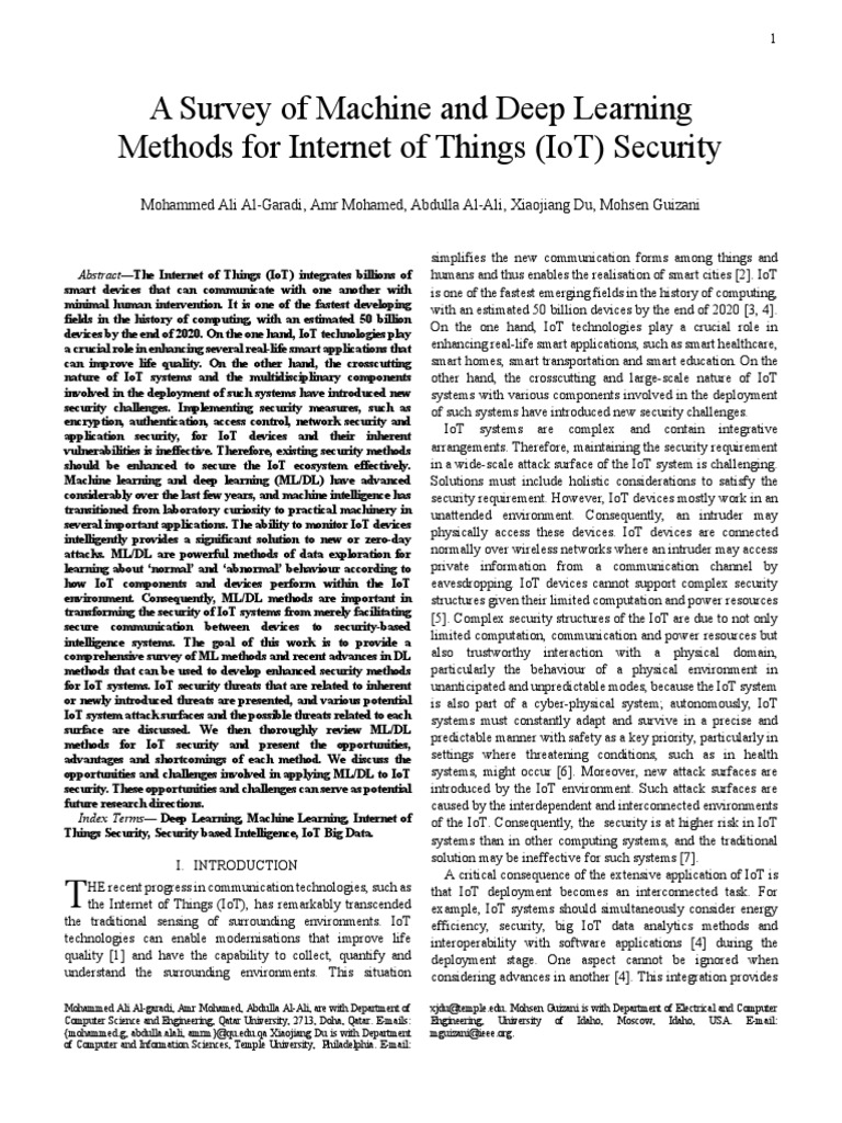 A Survey of Machine and Deep Learning Methods For Internet of Things ...
