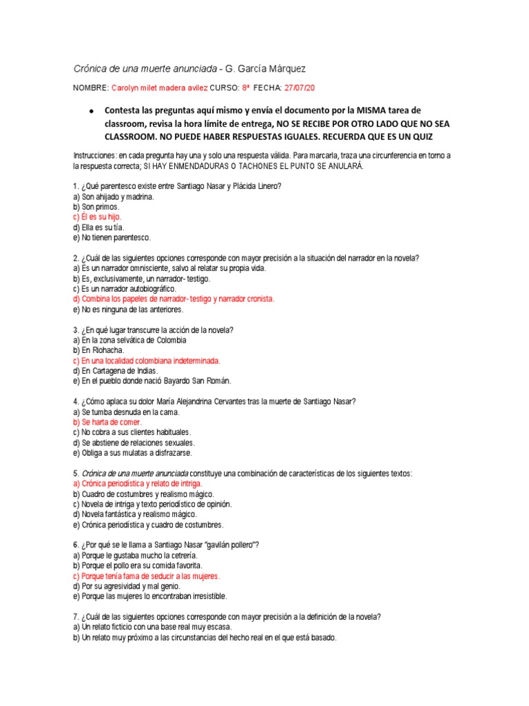 Cronica De Una Muerte Anunciada Novelas