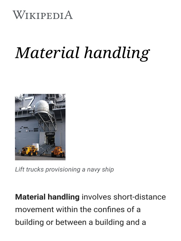 Material Handling Wikipedia PDF Production And Manufacturing