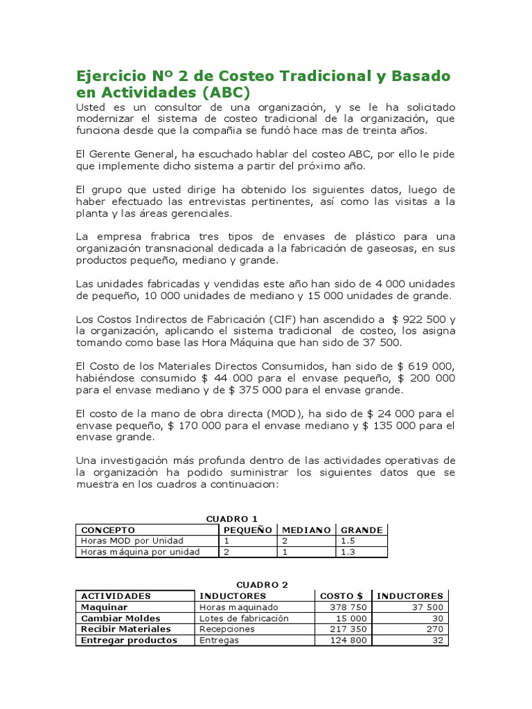 Costeo Tradicional vs ABC en Envases | PDF | Business | Economias