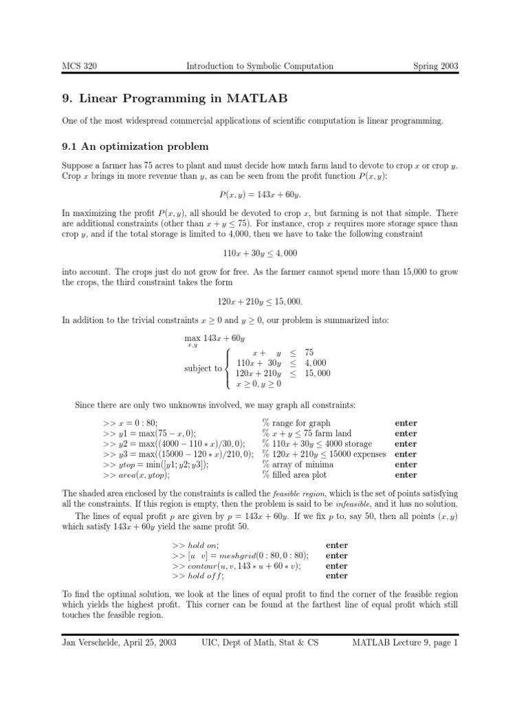Matlec 9 | PDF | Linear Programming | Matrix (Mathematics)