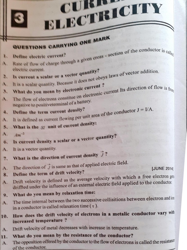 Notes On Current Electricity PDF | PDF