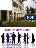 Productivity & Quality Management: Group No. 1