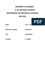 The University of Zambia School of Natural Sciences Department of Biological Sciences BIO-4321