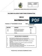 F3 Maths Exam 2013