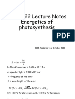CHE 3122 Lecture Notes Energetics of Photosynthesis: 2018 Academic Year October 2019