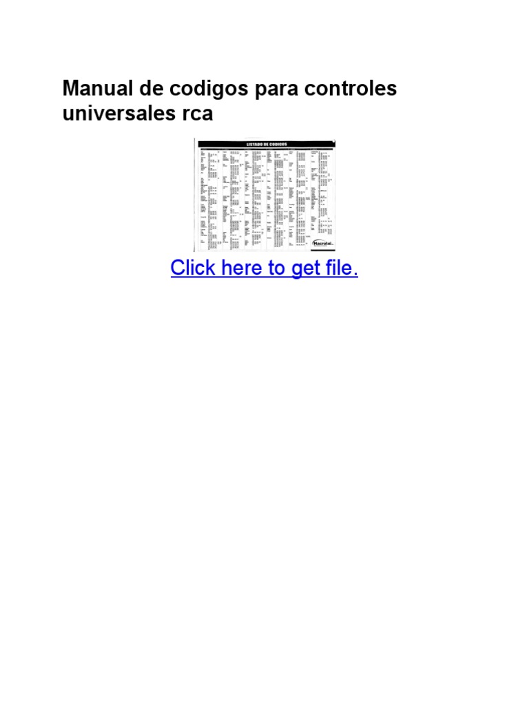 Códigos para Control Universal RCA | PDF | Electrónica de consumo ...