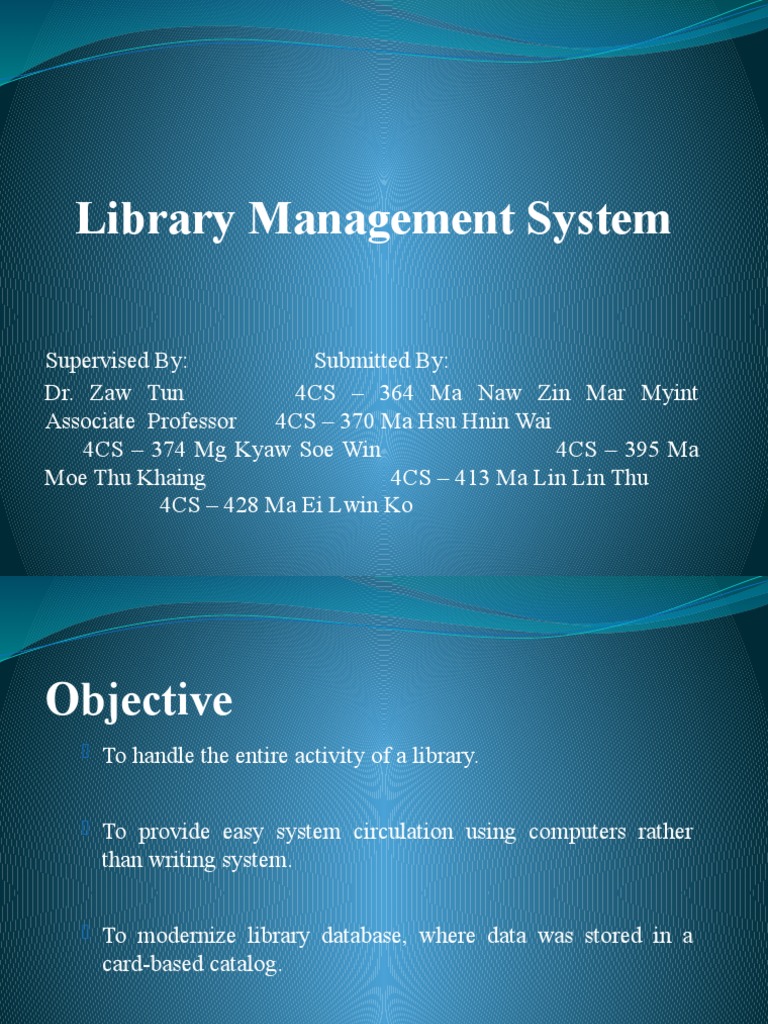 Library Management System Presentation | PDF | Software | Computer ...