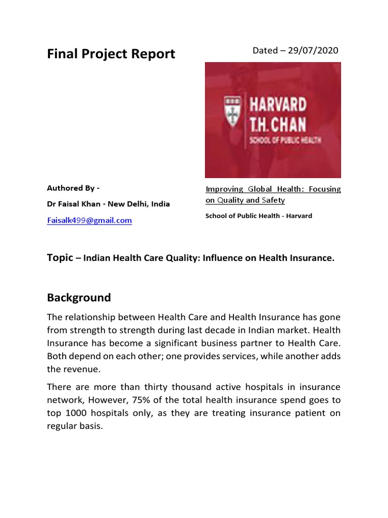 Harvard Final Project Report Authored by DR Faisal Khan PDF