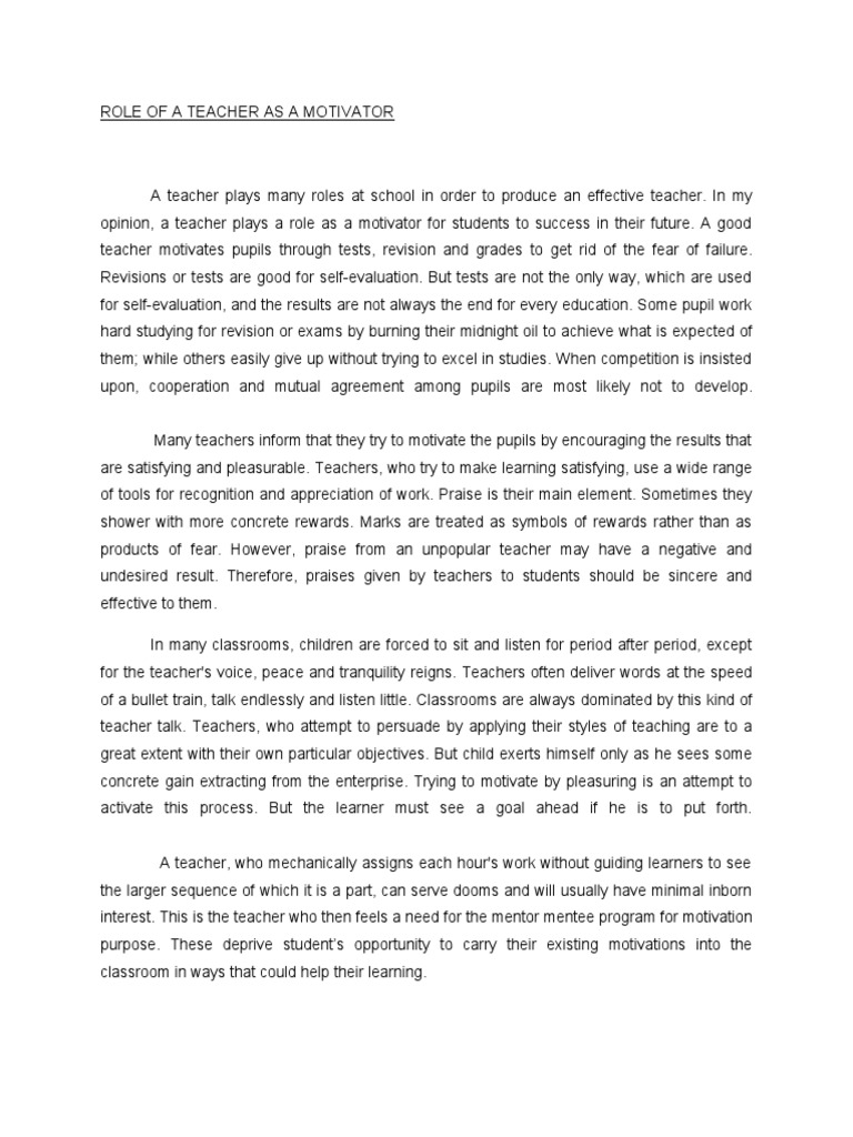 Role of A Teacher As A Motivator | PDF