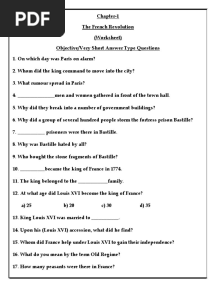 Class 9 History CH 1 (Revision Worksheet)