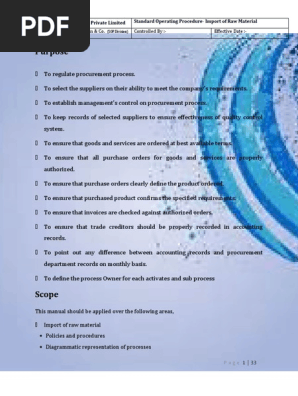 Procurement SOP Import 