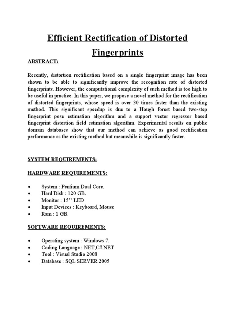 Fast Rectification of Distorted Fingerprints | PDF | Business | Computers