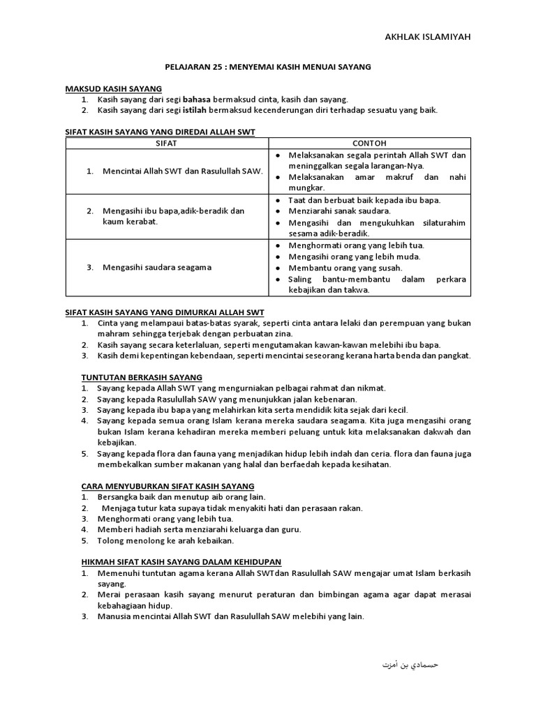 Pelajaran 25 Kasih Sayang Pdf