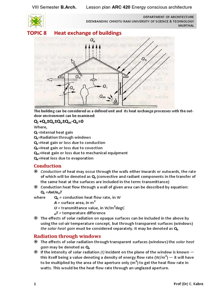 Heat Exchange Processes in Buildings | PDF | Heat Transfer ...