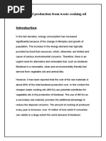 Biodiesel Production From Waste Cooking Oil