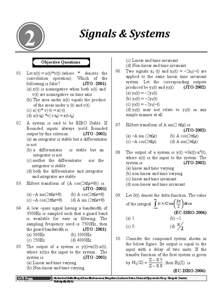 Signals and Systems Objective Questions | PDF | Algorithms ...
