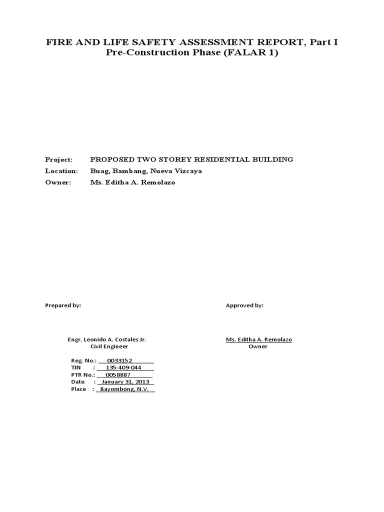 Fire and Life Safety Assessment Report PDF Plumbing Fire