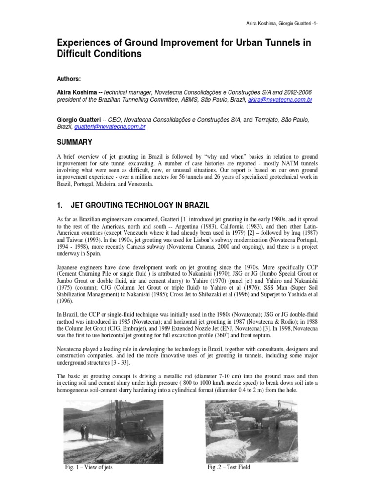 Ground Improvement for Urban Tunnels | PDF | Tunnel | Drilling Rig