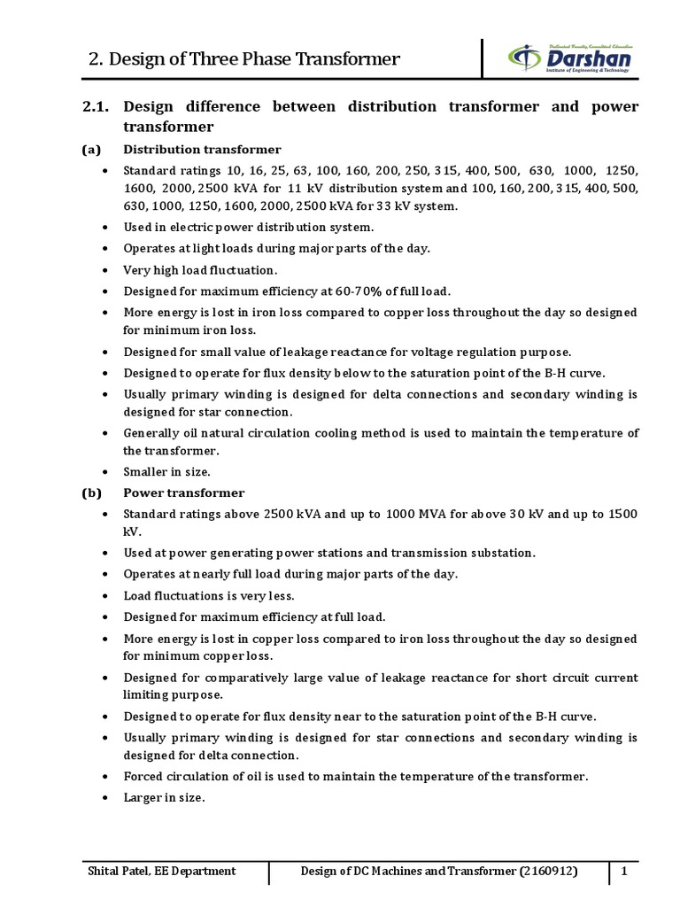 Three Phase Transformer Design Guide | PDF | Transformer | Electric ...