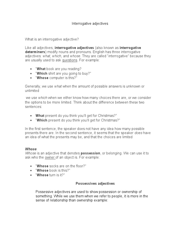 Understanding Interrogative Adjectives | PDF | Philosophy