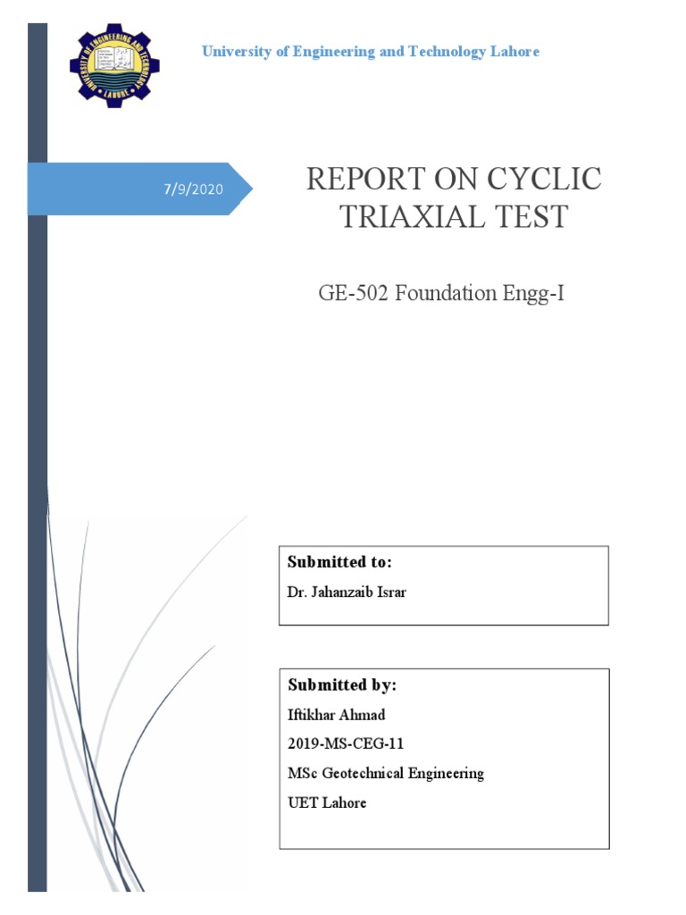 Report On Cyclic Triaxial Test: GE-502 Foundation Engg-I | PDF | Young ...