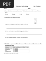 Class: V Worksheet 5 On Dissolving Sub: Chemistry Name: - Date