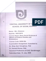 Basic Social Sciences-II (Basics of Political Studies and Economics)- End Semester Examination Assignment 2020 by Mrs. Shabana.pdf