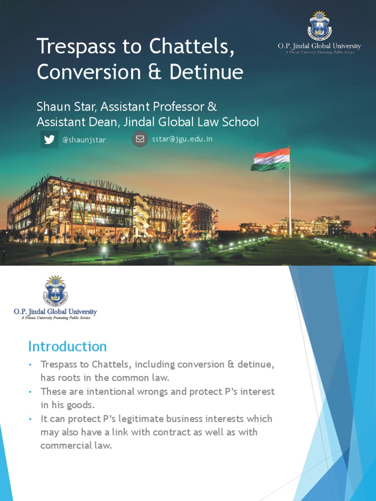 Trespass To Chattels, Conversion & Detinue Shaun Star, Assistant