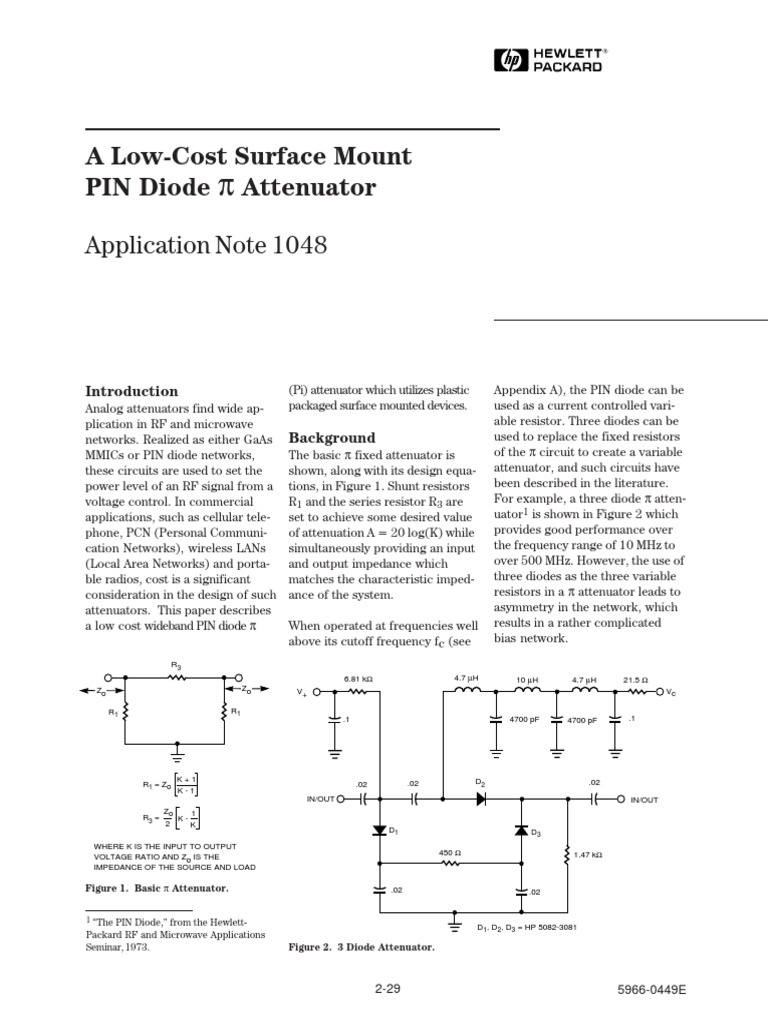 A LowCost Surface Mount PIN Diode Attenuator Application Note 1048