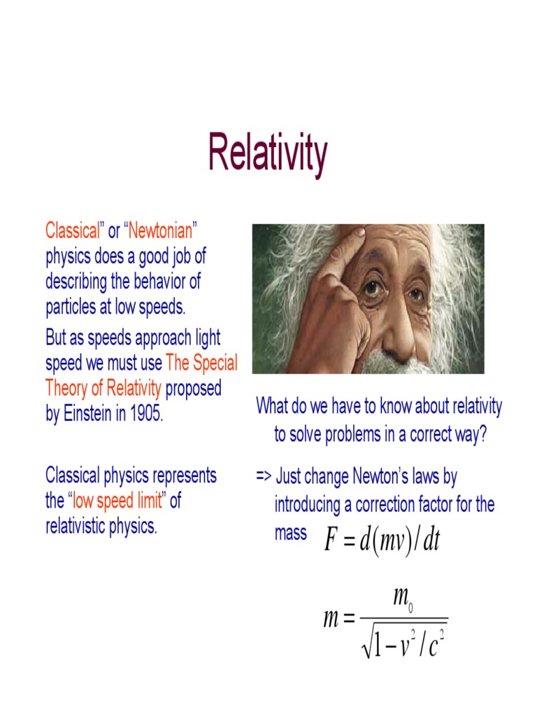 213 Spring07 Relativity PDF PDF Special Relativity Speed Of Light